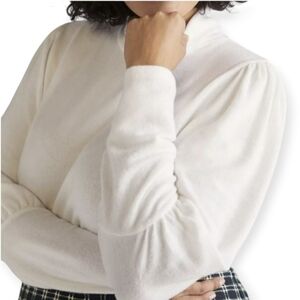 By Anthropologie Puff Sleeve Cowl Neck Long Sleeve Sweater Fuzzy Fabric Small